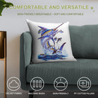 Blue Marlin And Tunas Soft Fade-Resistant Throw Pillow