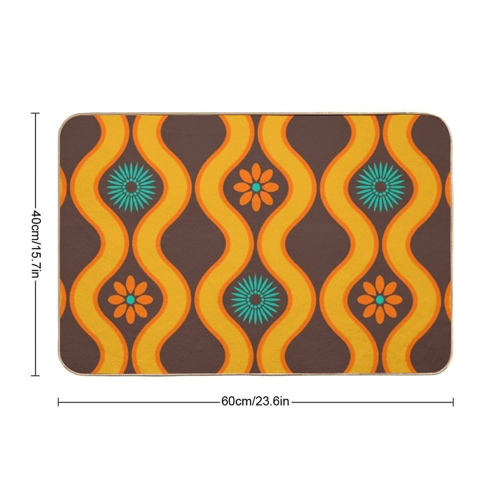 1970's Retro Vintage Seventies Floral Flowers Pattern  Rapid-Drying Bath Mat