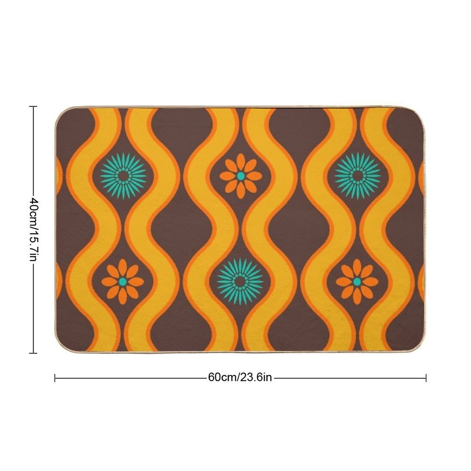 1970's Retro Vintage Seventies Floral Flowers Pattern  Rapid-Drying Bath Mat