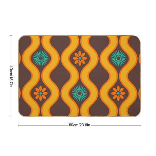 1970's Retro Vintage Seventies Floral Flowers Pattern  Rapid-Drying Bath Mat