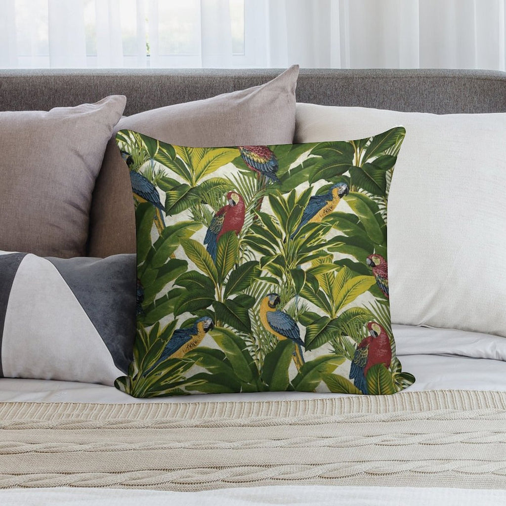 Jungle Parrot Pattern Soft Skin-Friendly Throw Pillow