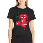 Red Lips And Cherries Sexy Trendy Vintage Retro  Relaxed-fit T-Shirt