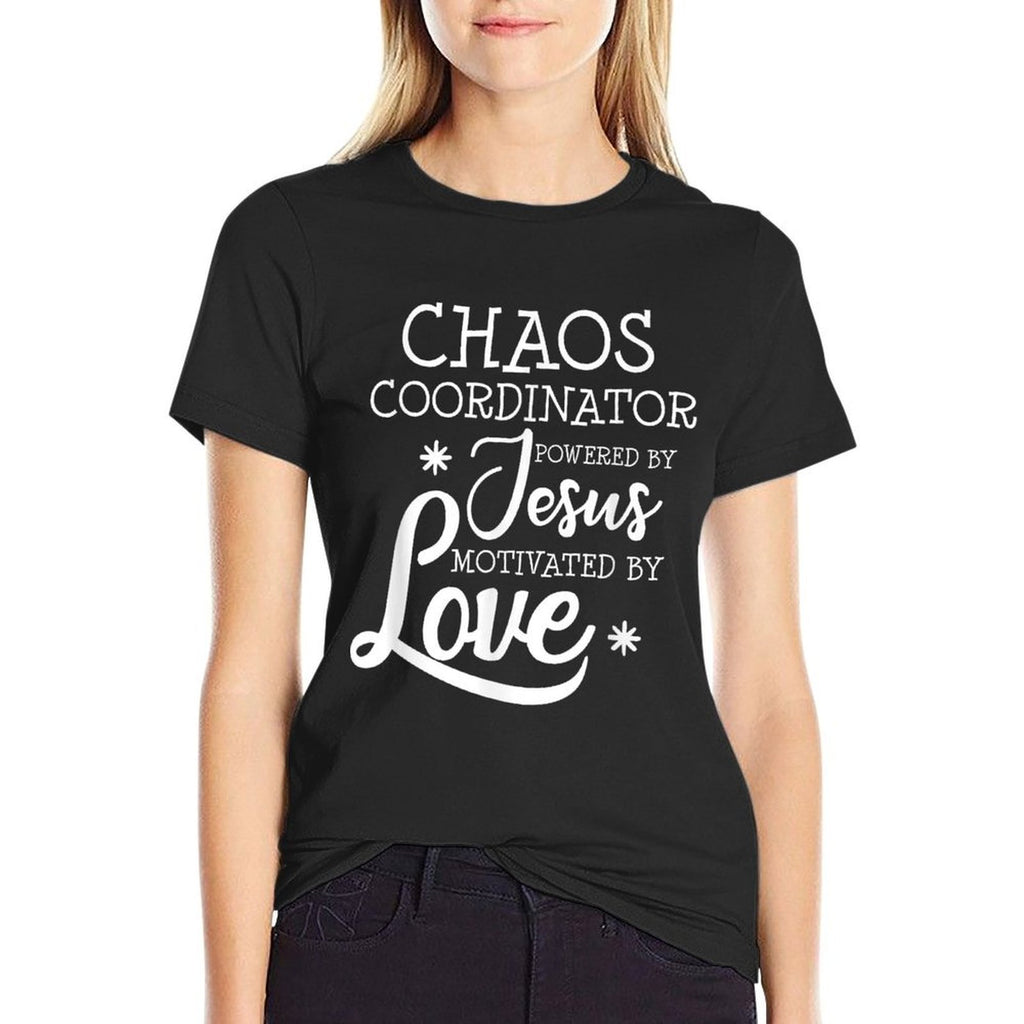 Womens Funny Chaos Coordinator Teacher Powered By Jesus Gift  Breathable T-Shirt