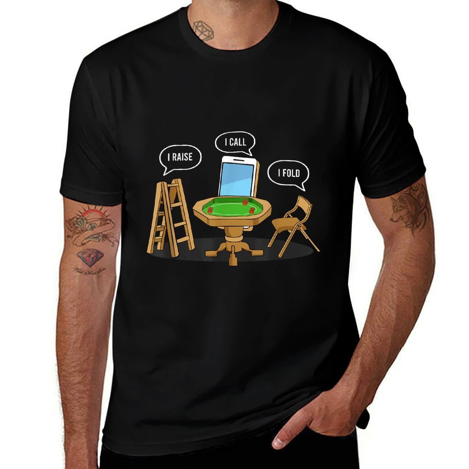 I Raise I Call I Fold Texas Holdem Funny Poker Player  Moisture-wicking T-Shirt