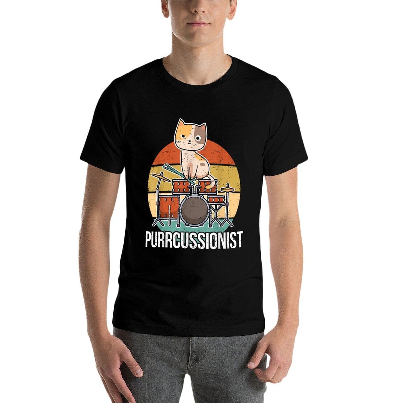 Funny Percussion Drummer Drumming Drums Saying I Kitten Cat  Moisture-wicking T-Shirt