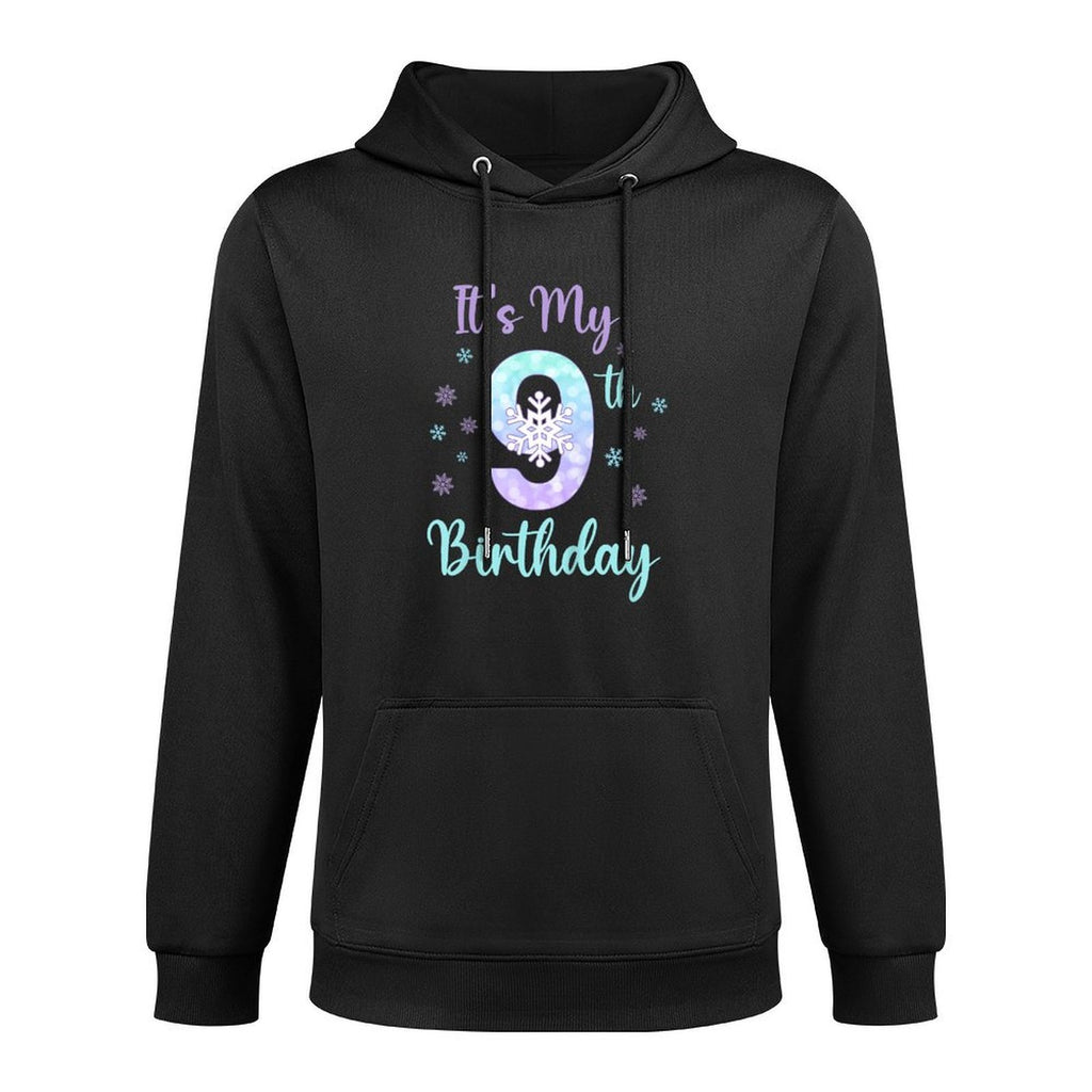 Kids It's My 9th Birthday Snowflake Winter Nine Years Old Durable Construction Hoodie