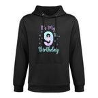 Kids It's My 9th Birthday Snowflake Winter Nine Years Old Durable Construction Hoodie