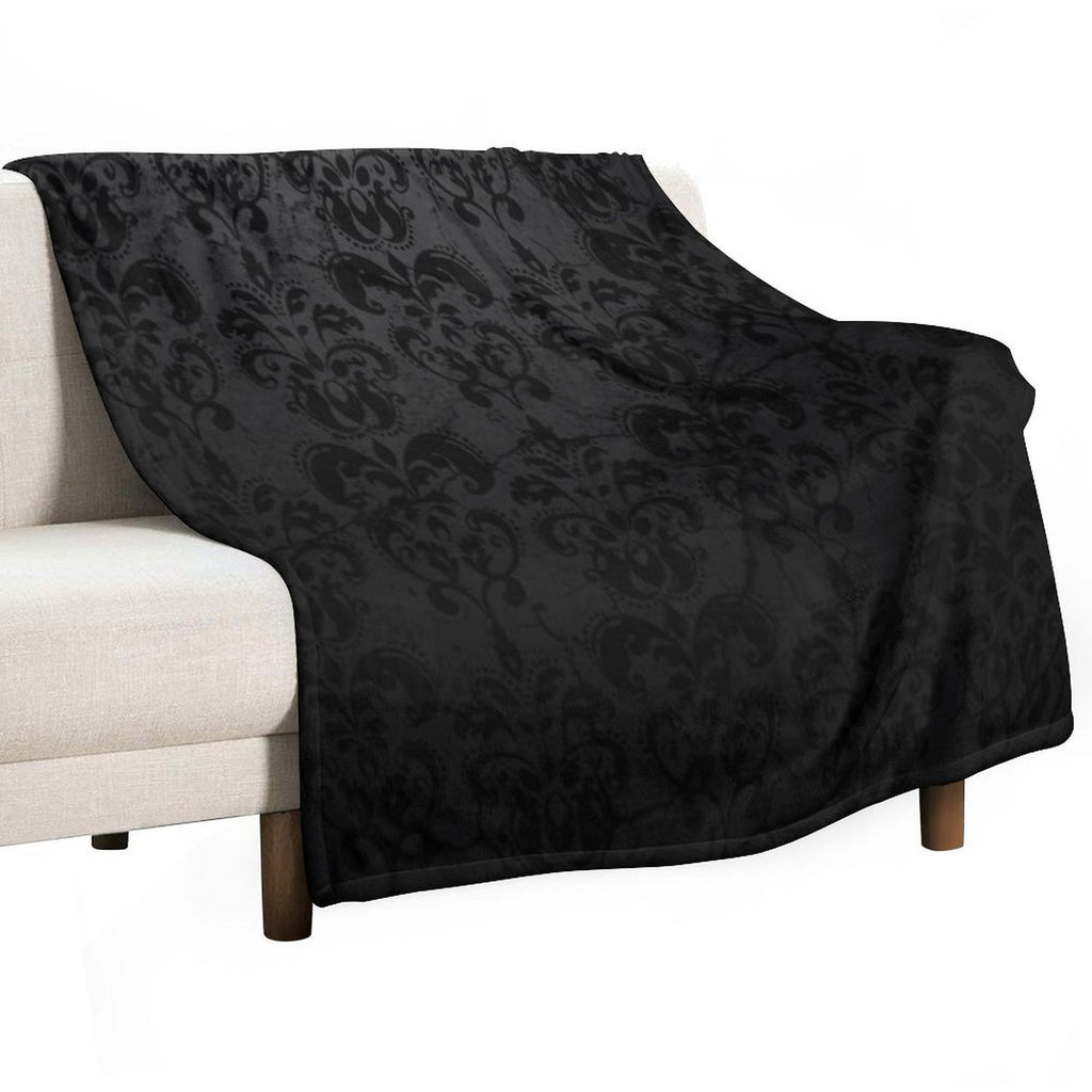 Beautiful Black Damask Sustainable Throw Blanket