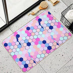 Cute Pastle Hexagon Pattern  Easy Maintenance Bath Mat