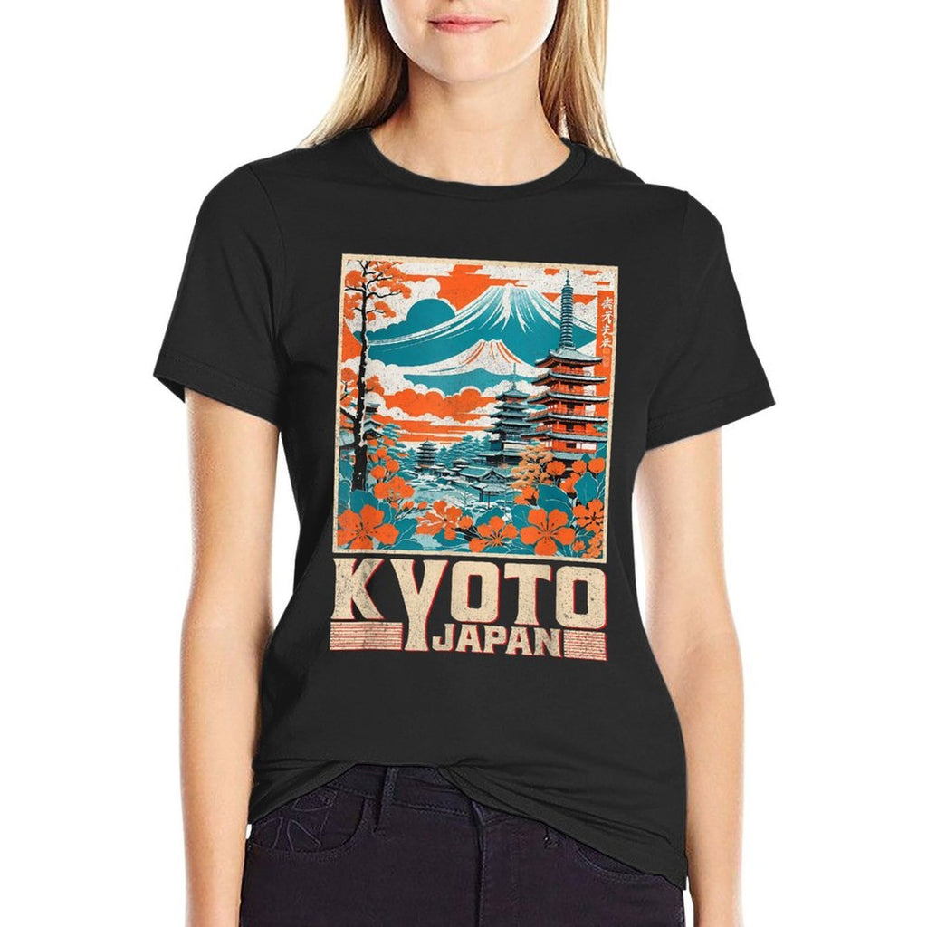 Kyoto Japan City Mt Fuji Vintage Japanese Woodblock Tourist  Soft T-Shirt