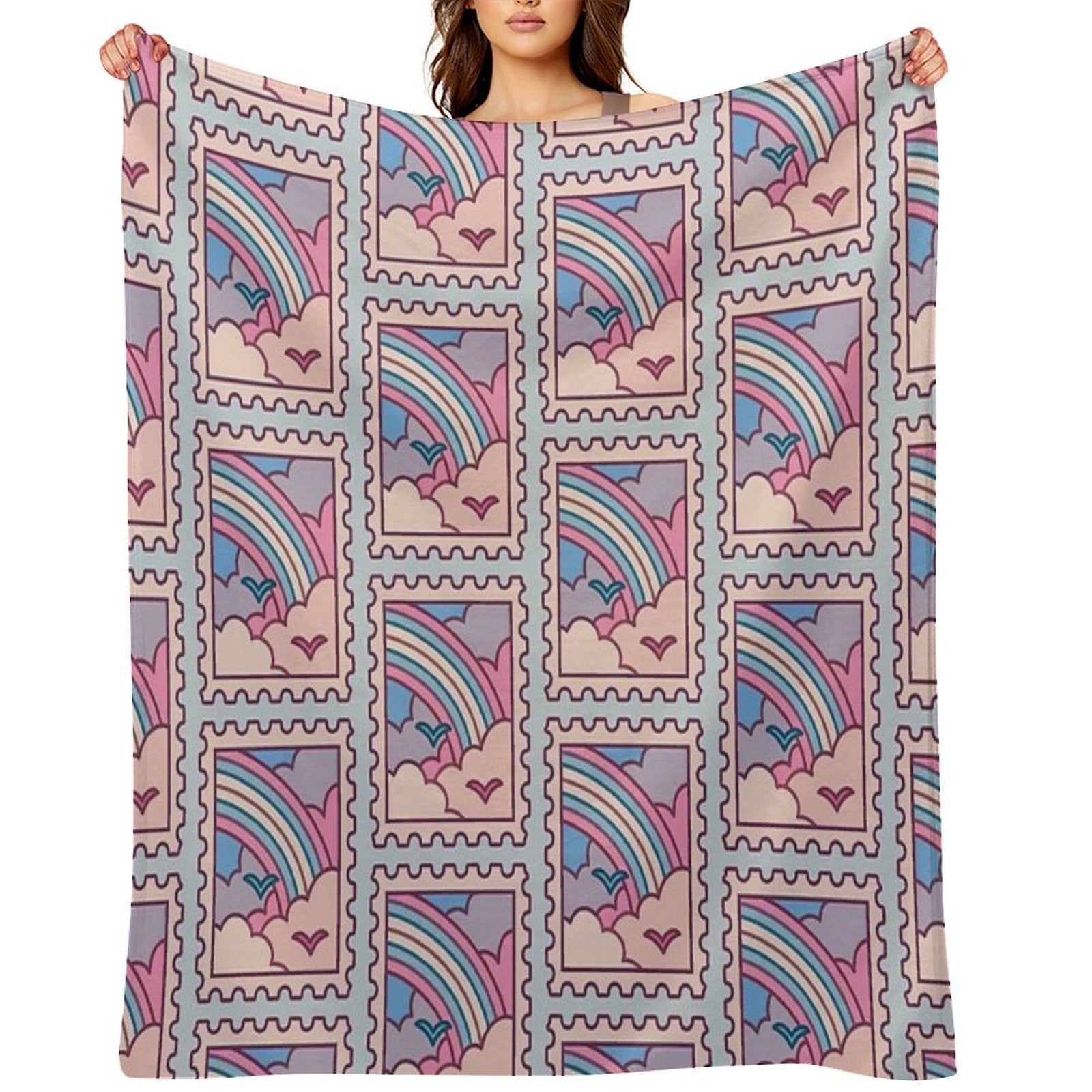 Trans Pride Stamp Plush Throw Blanket