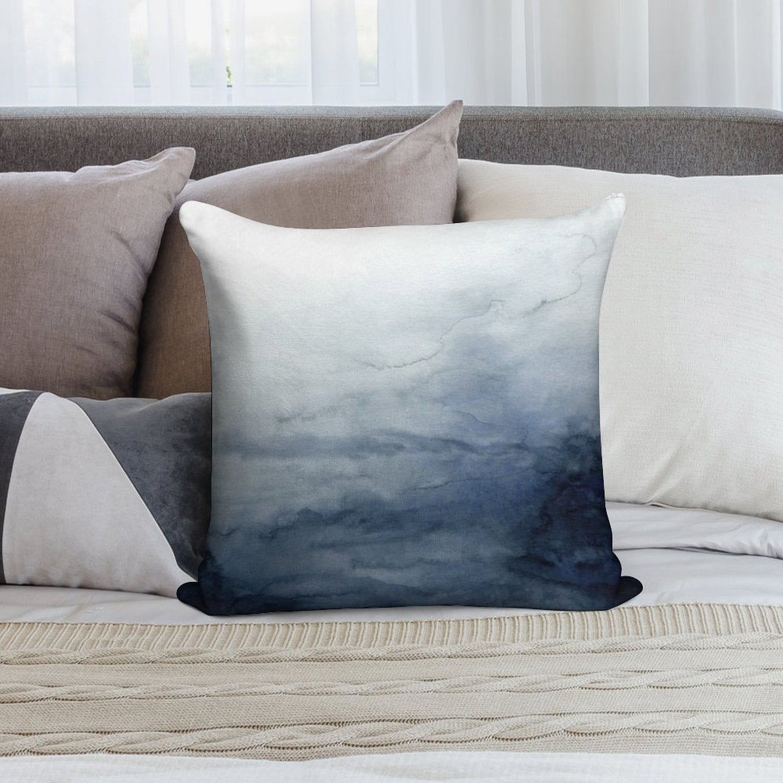 Indigo Abstract Painting  No.2 Soft Durable Construction Throw Pillow