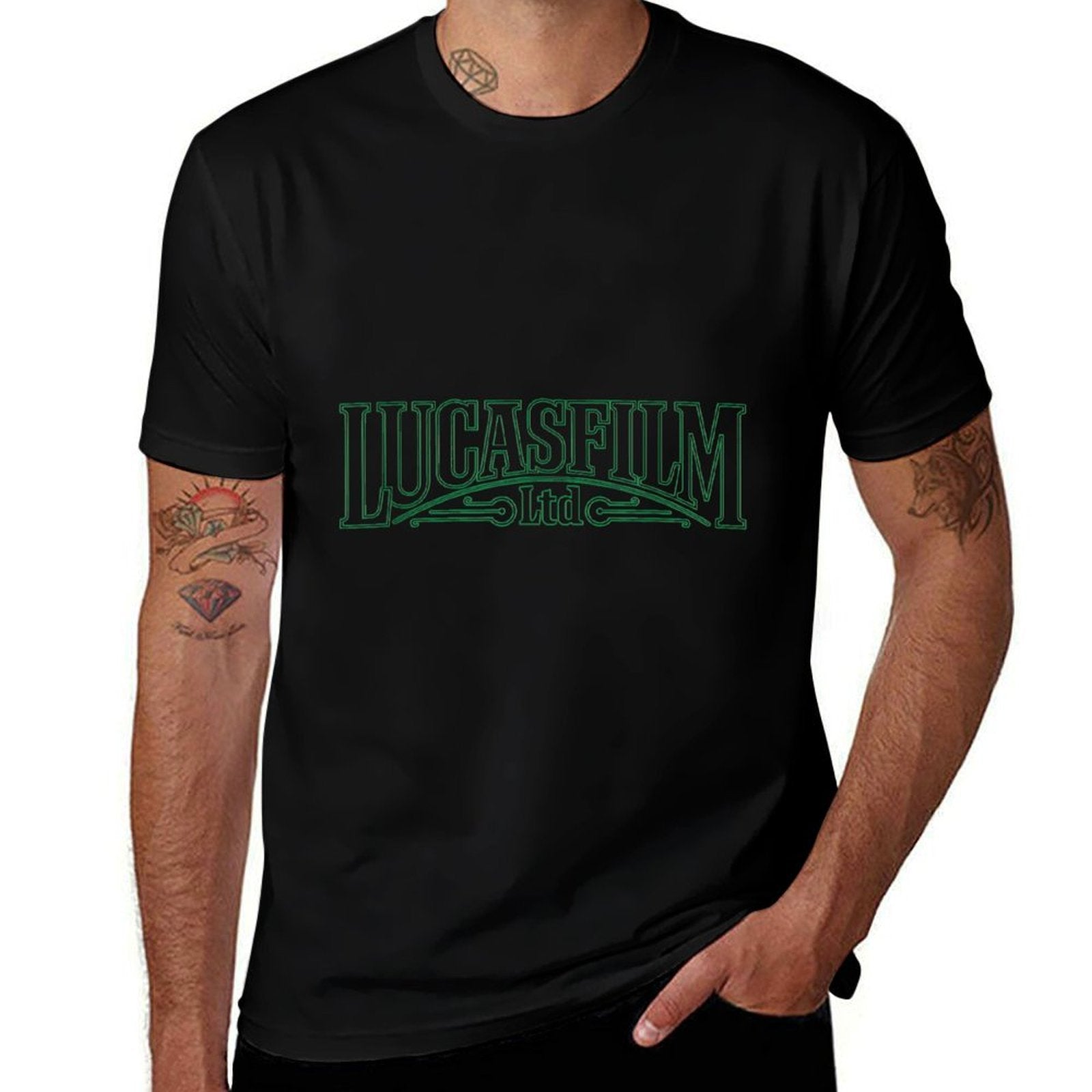 Lucasfilm Ltd Green Logo Women’s And Men’s  Rolled Sleeves T-Shirt