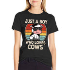 Just A Boy Who Loves Cows Retro Cow Boys Kids  Vintage-inspired T-Shirt