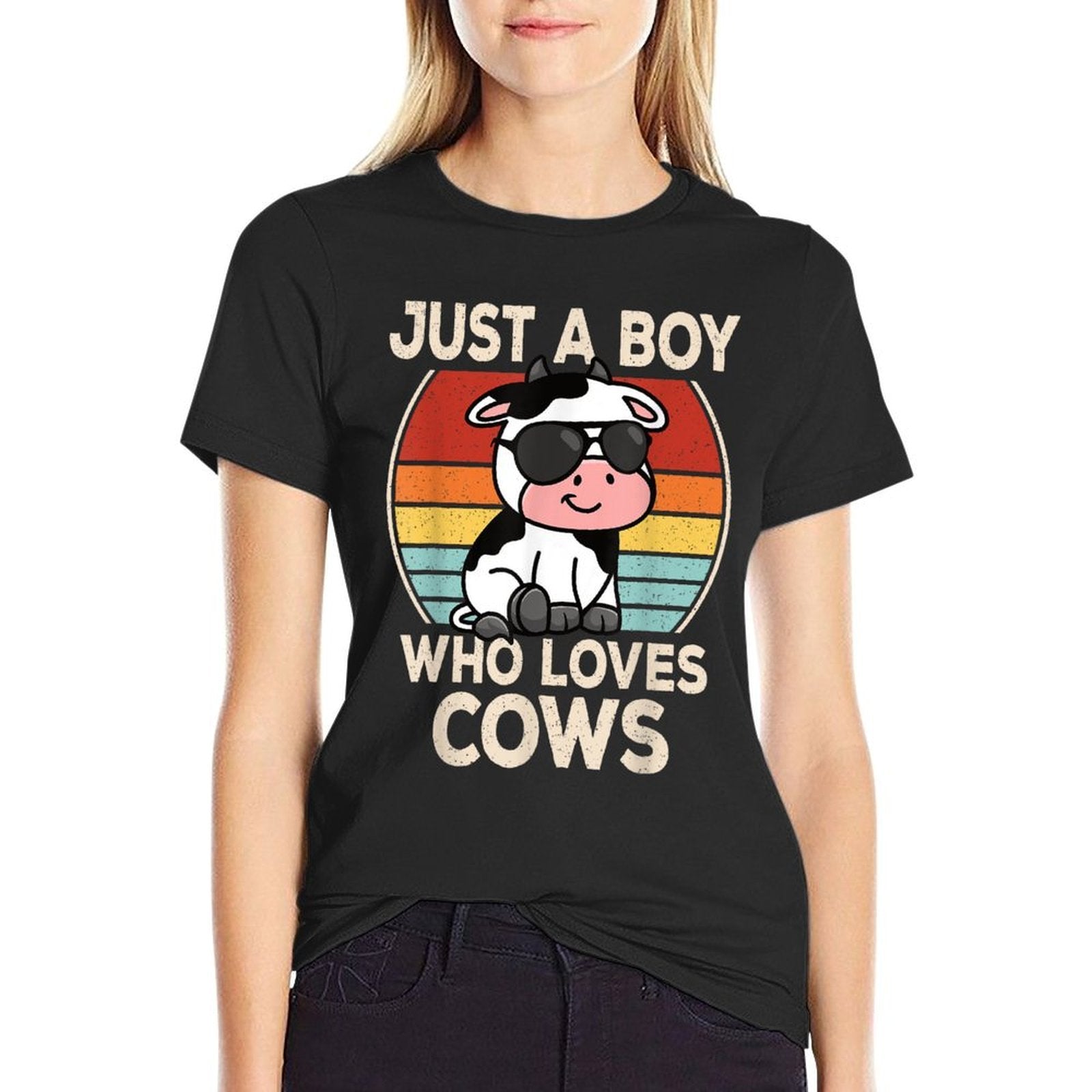 Just A Boy Who Loves Cows Retro Cow Boys Kids  Vintage-inspired T-Shirt