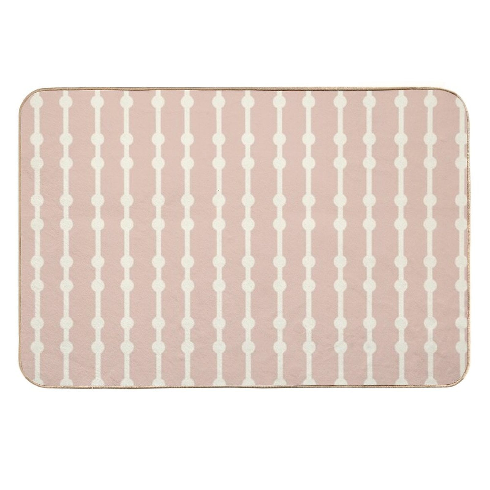 Soft Pink Beige with Cream Lines – Minimalist Neutral Striped Pattern  Slip-Resistant Bath Mat