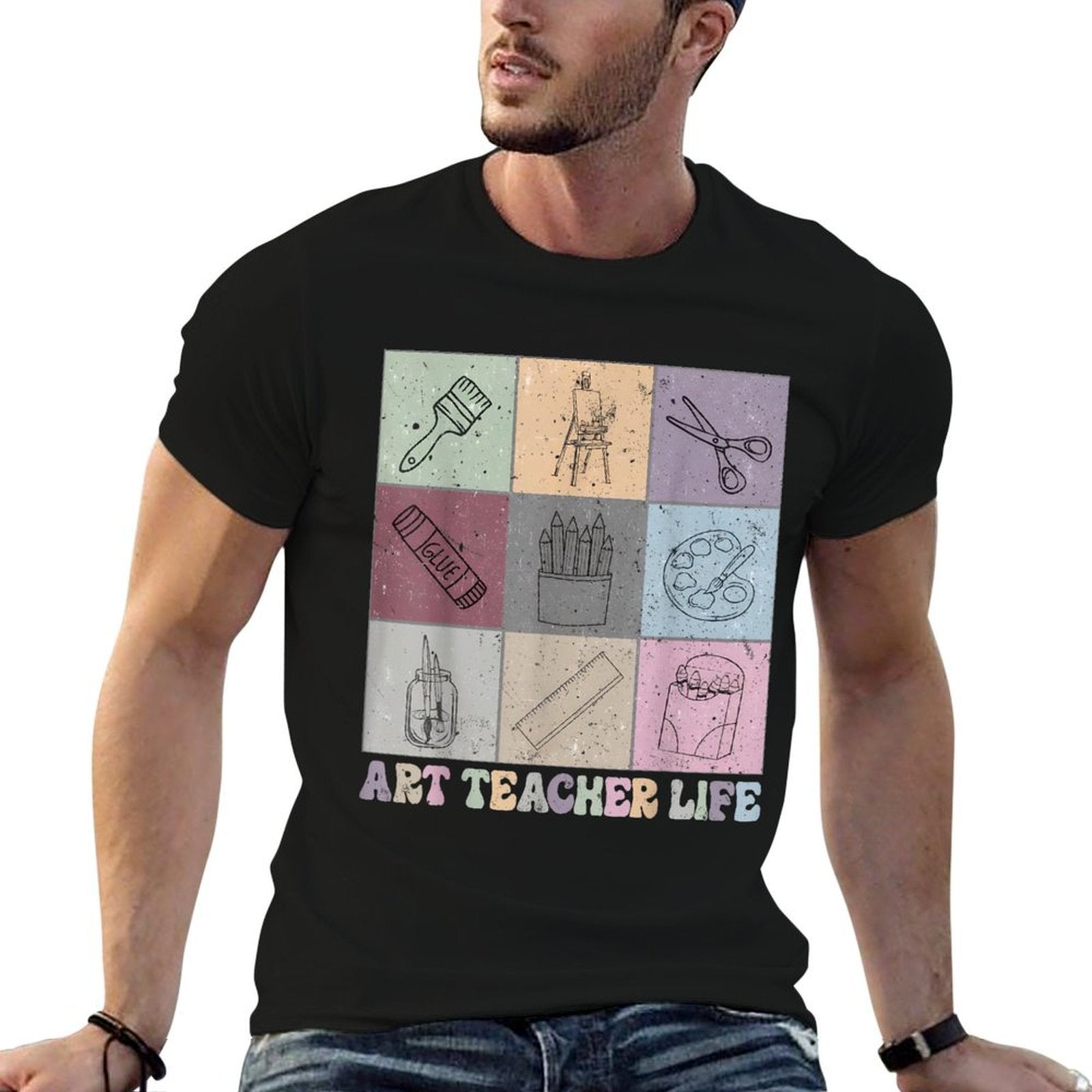 Funny Art Teacher Life Retro Groovy Teaching Future Artists  Breathable T-Shirt