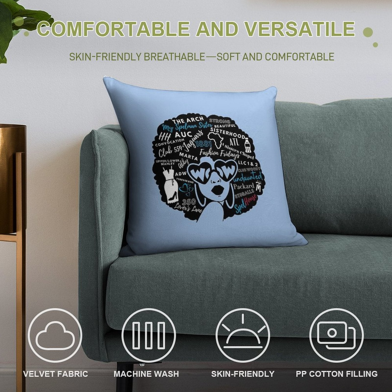 Spelmanite Blue Soft High-Density Material Throw Pillow