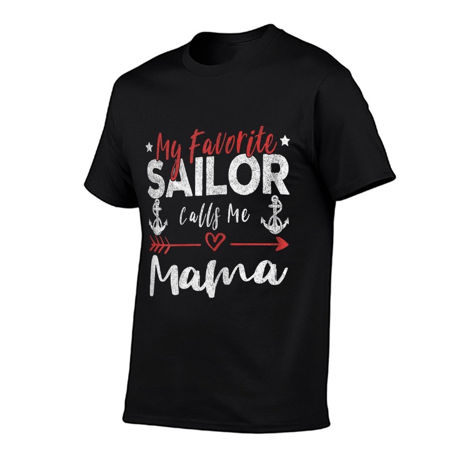My Favorite Sailor Calls Me Mama Sailor’s Mom  Ribbed Collar T-Shirt