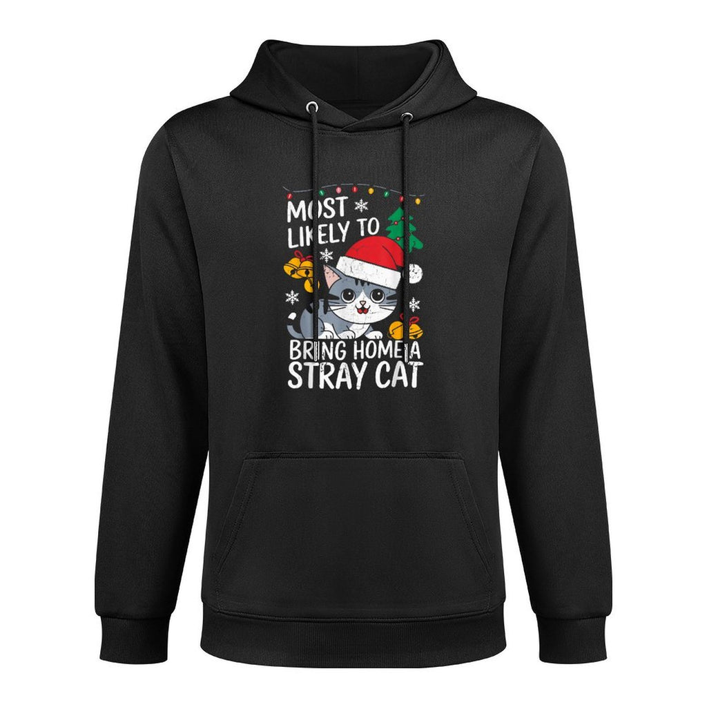 Most Likely To Bring Home A Stray Cat Christmas Medium-Weight Fabric Hoodie