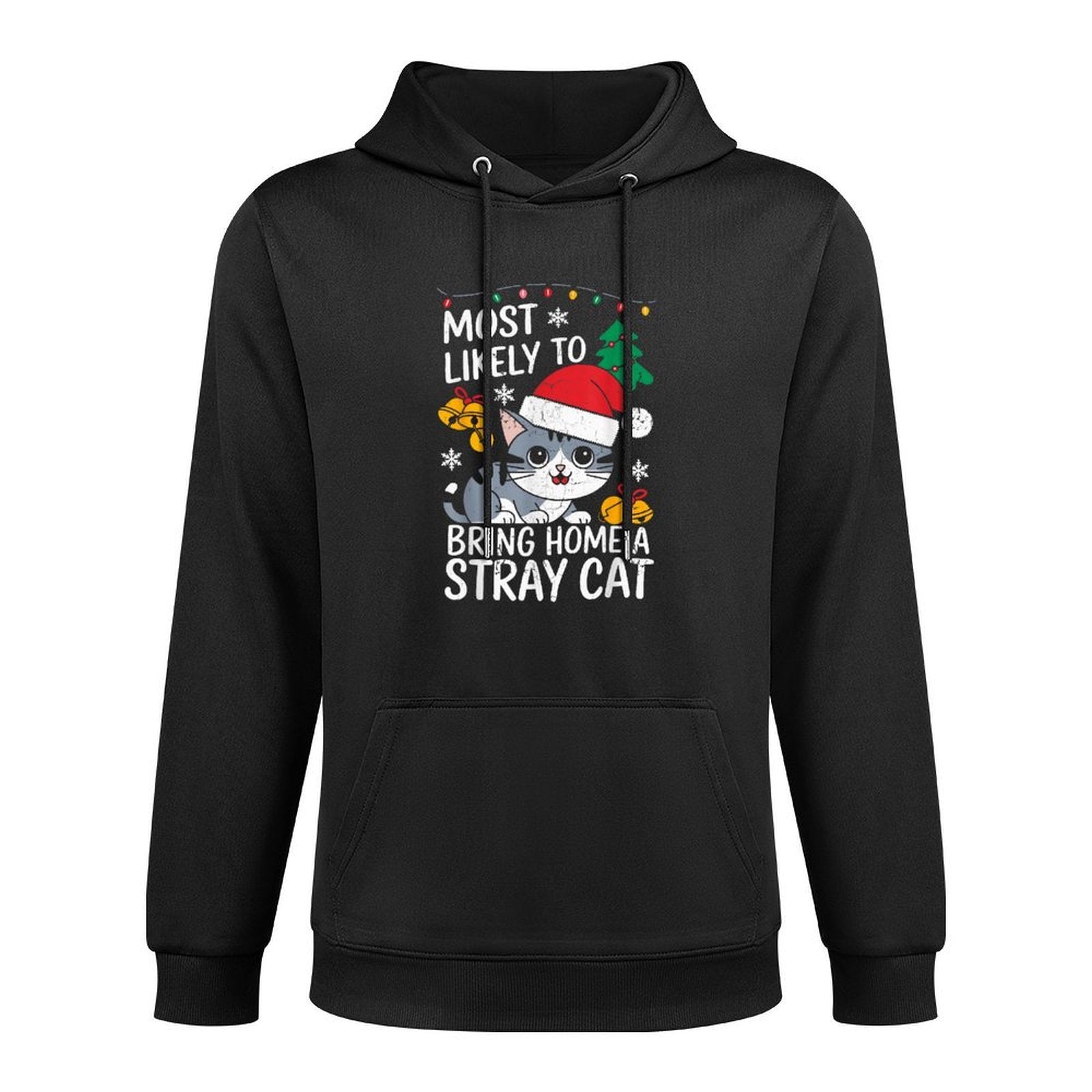 Most Likely To Bring Home A Stray Cat Christmas Medium-Weight Fabric Hoodie