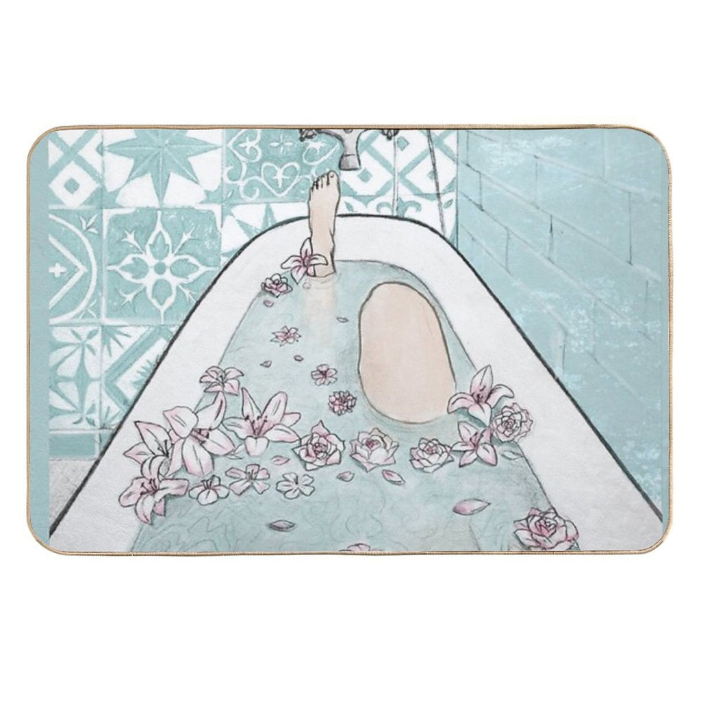 Relaxing Bath in Blue Tones  Repositionable Bath Mat