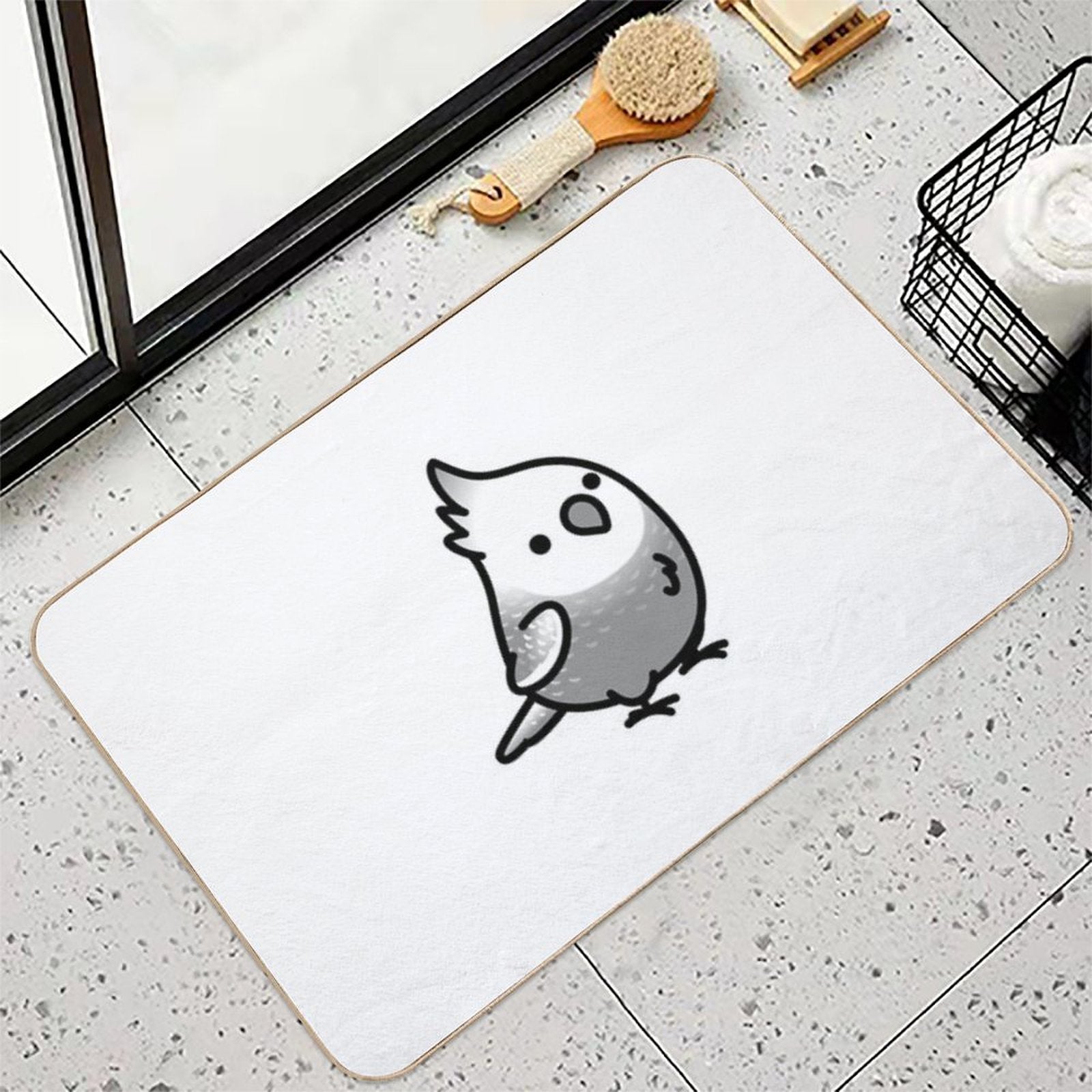 Chubby White-faced Pearl Cockatiel  High-Traffic Bath Mat