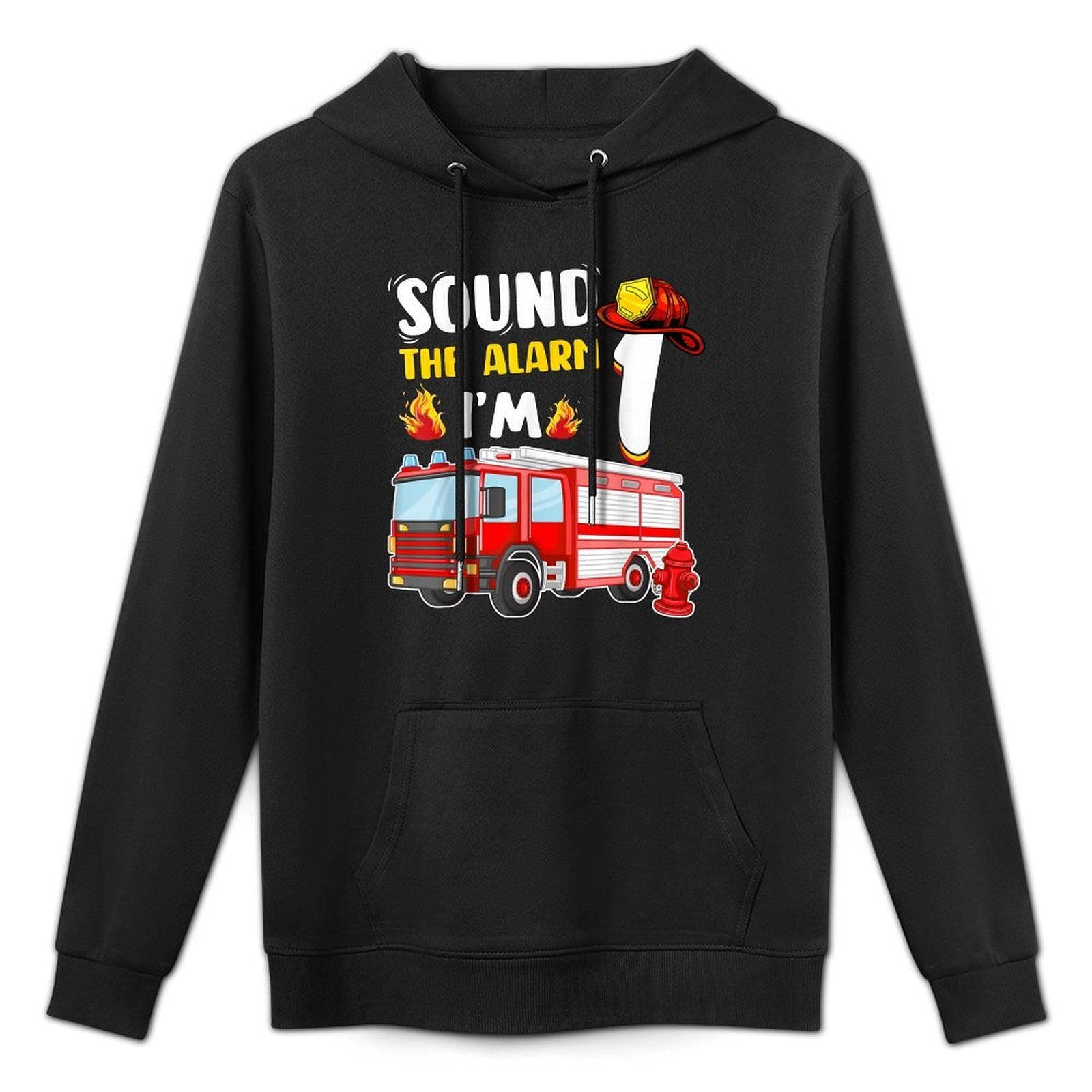 Fire Truck 1st Birthday Boy 1 Year Old Firefighter Party Machine Washable Hoodie