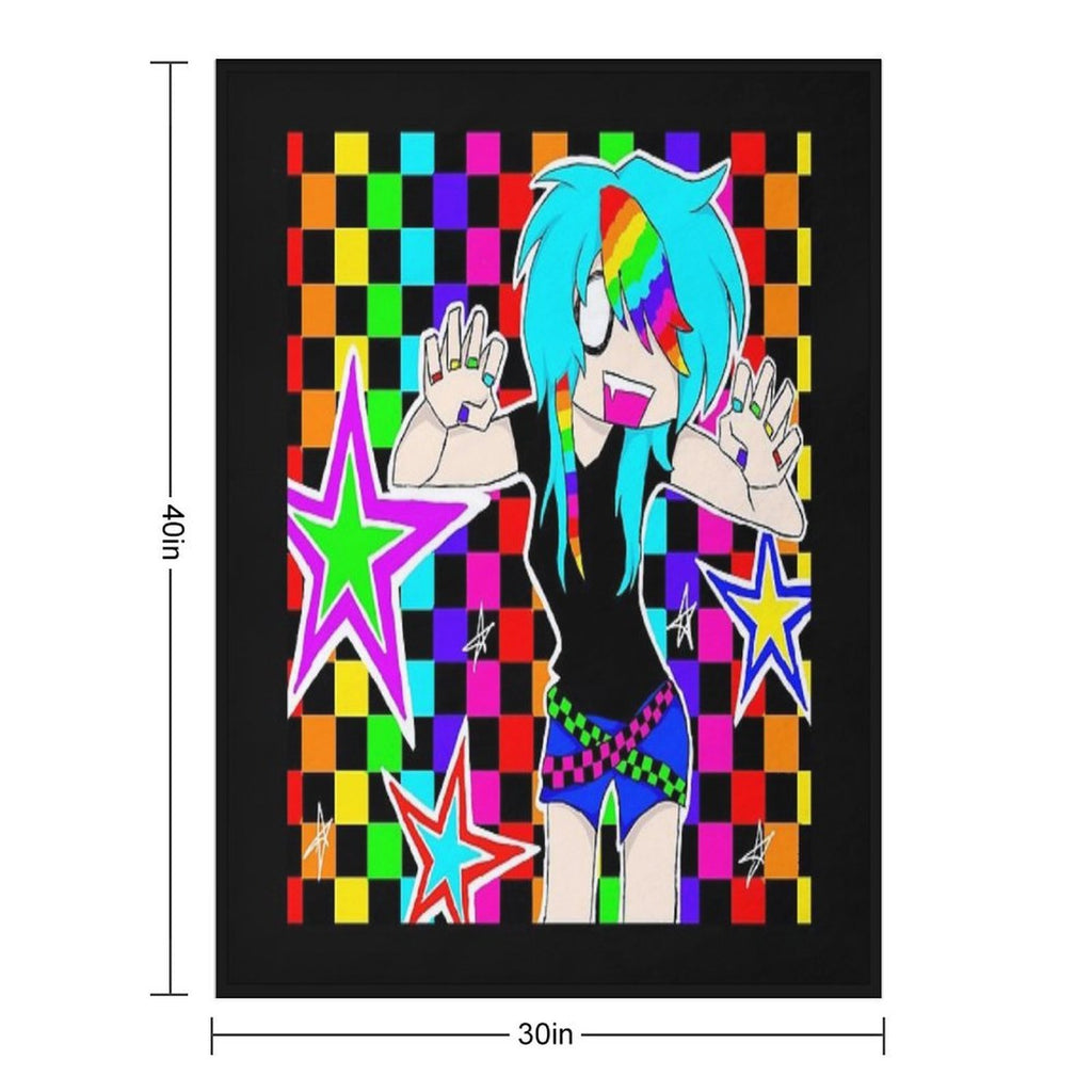 Colourful Rainbow Scene Girl Quick-dry Throw Blanket