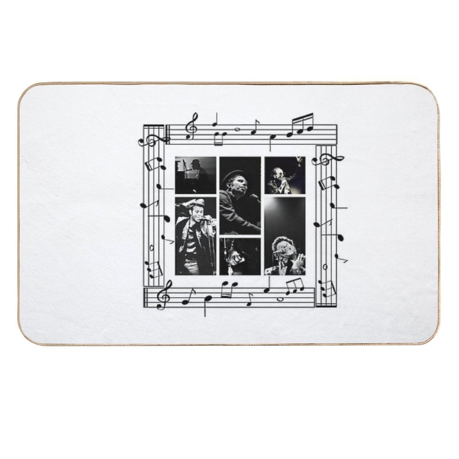 Tom Waits Photos Collage with Music Sheet  Anti-Trip Bath Mat