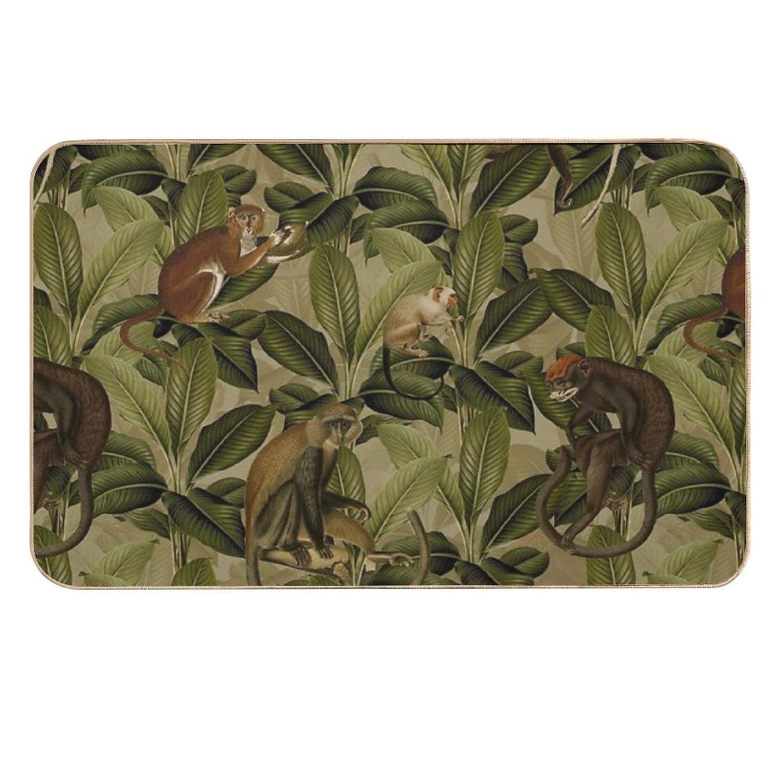 Monkey Jungle Botanical Garden  Non-Slip Bath Mat