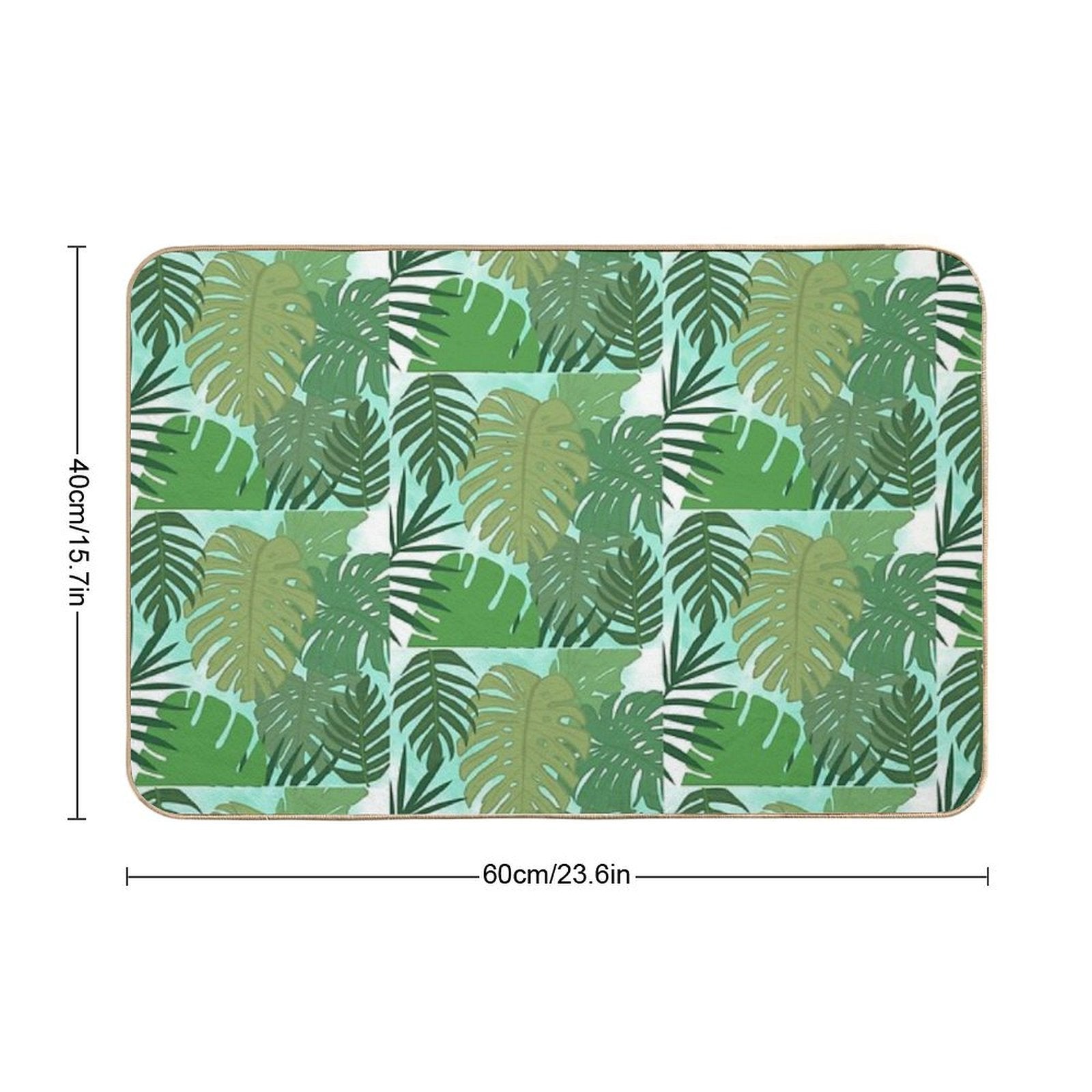 Fairy Tale Monstera Leaves in Shades of Green  Pet-Safe Bath Mat