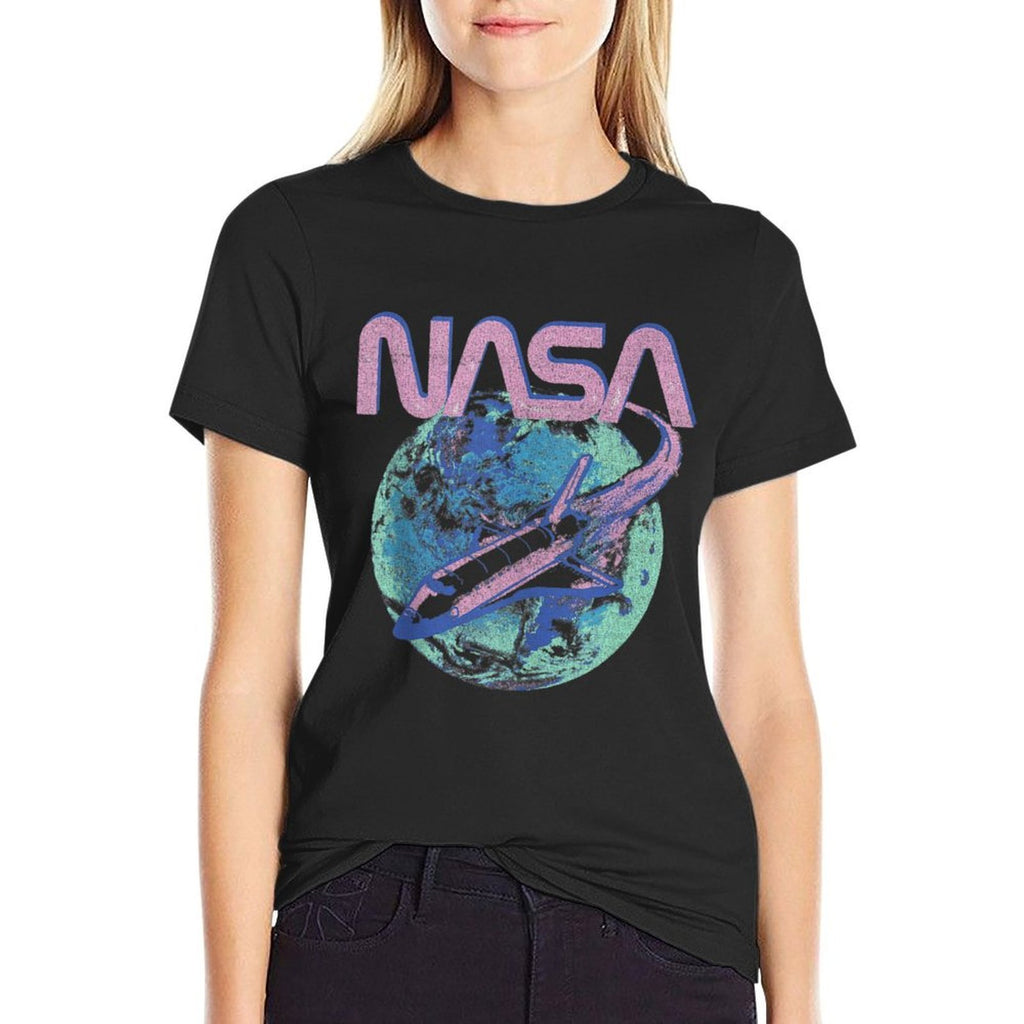 NASA Pastel Rocket Earth Logo  Trendy Pattern T-Shirt