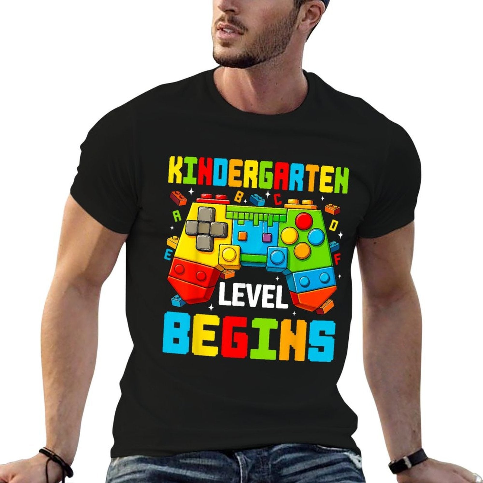 Master Builder Blocks Gaming Kindergarten Level Begins  Fade-proof Color T-Shirt