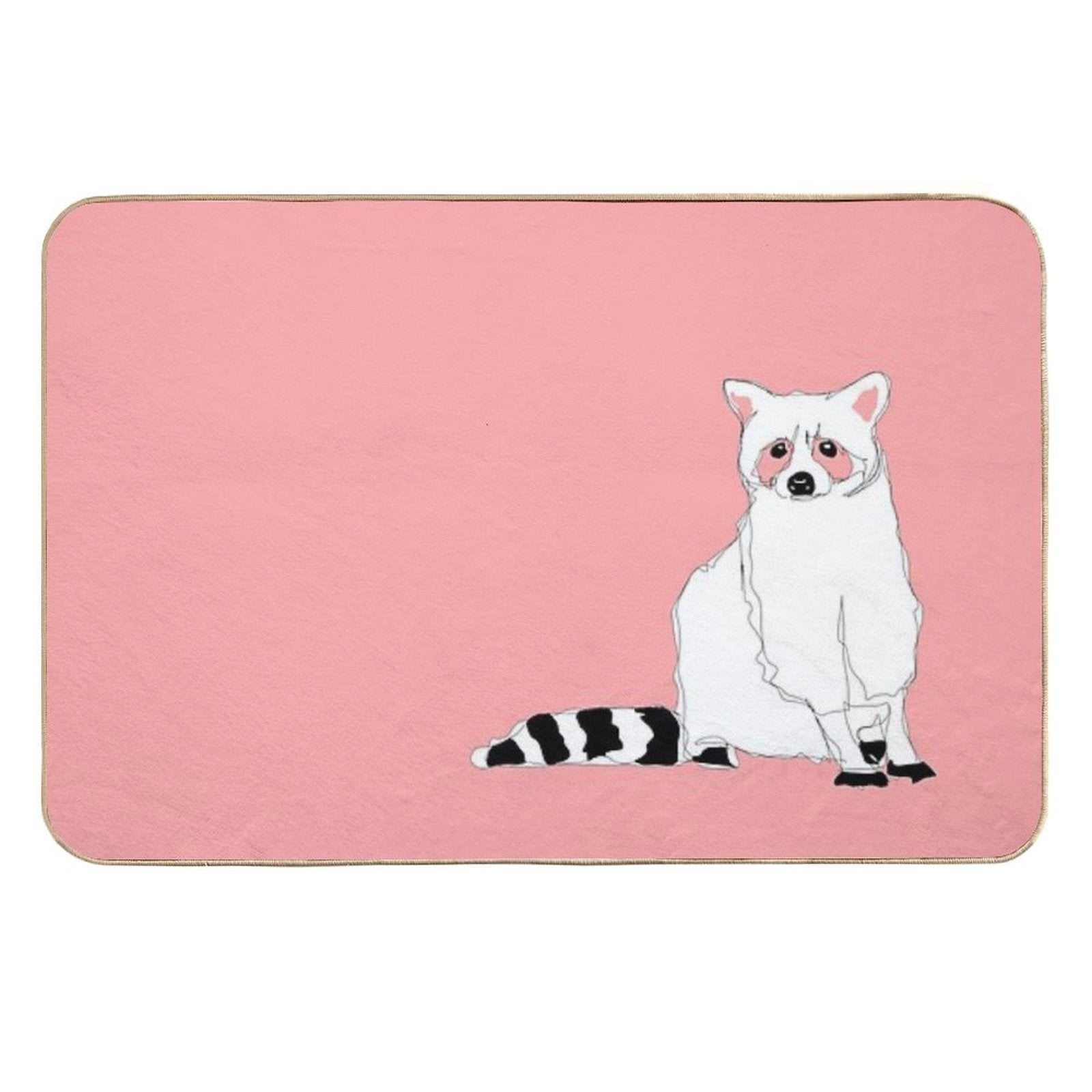 Minimalistic Pink Raccoon Line Art Decor  Multi-Purpose Bath Mat