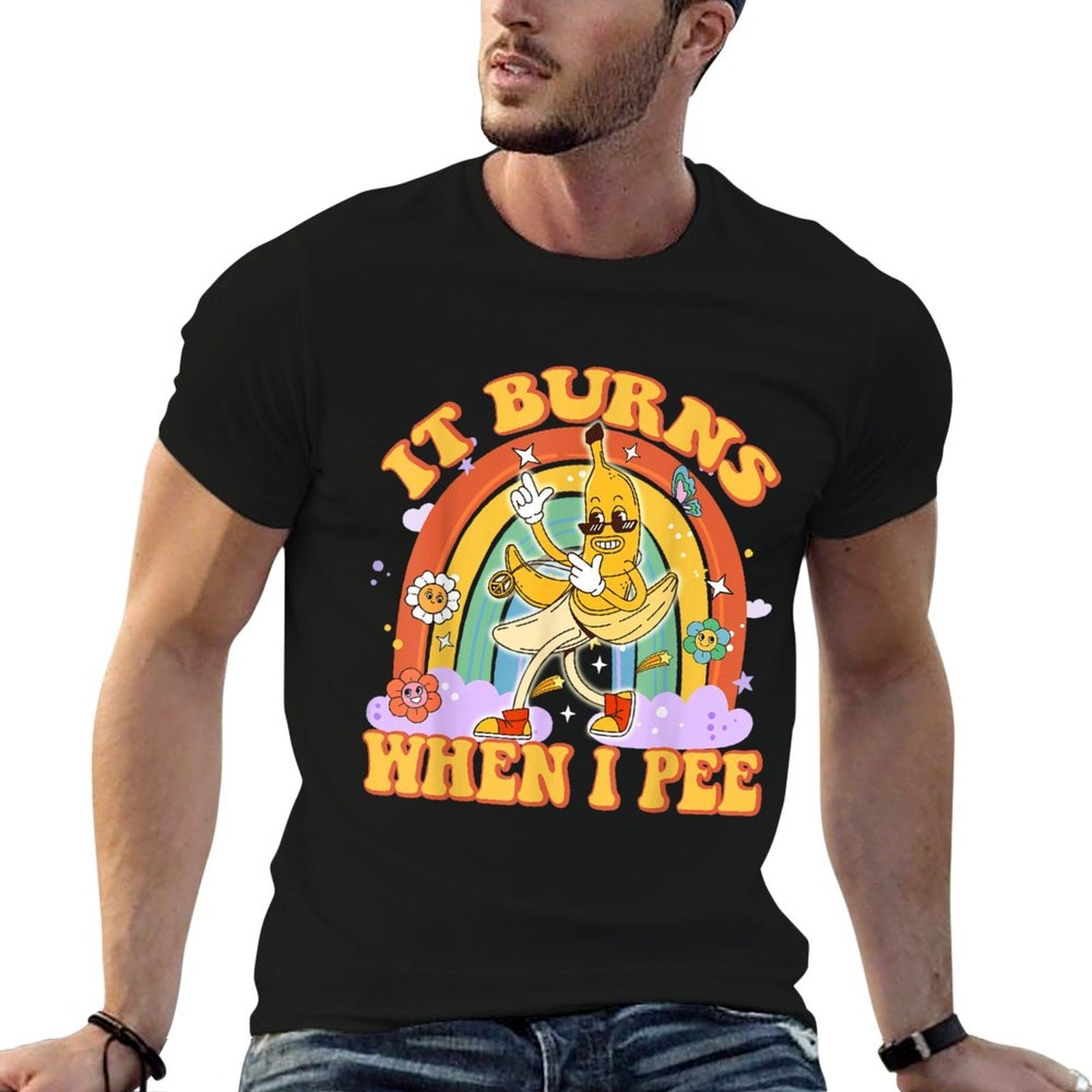 It Burns When I Pee Funny Sarcastic Ironic Y2K Inappropriate  Heathered Texture T-Shirt