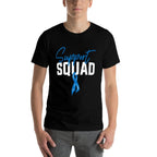 Colon Cancer Awareness Support Squad Blue Ribbon  Rolled Sleeves T-Shirt