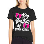 Big Brother Of Twin Girls New Brother Sibling Funny Twins  Stretchy T-Shirt