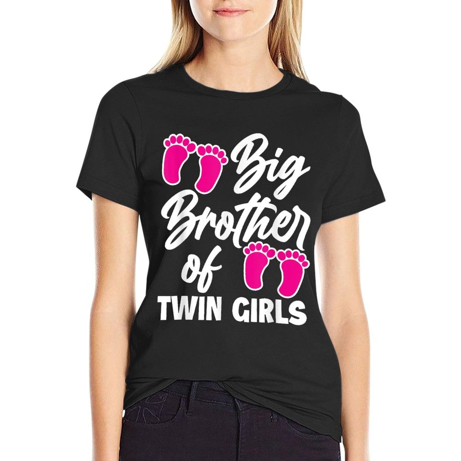 Big Brother Of Twin Girls New Brother Sibling Funny Twins  Stretchy T-Shirt