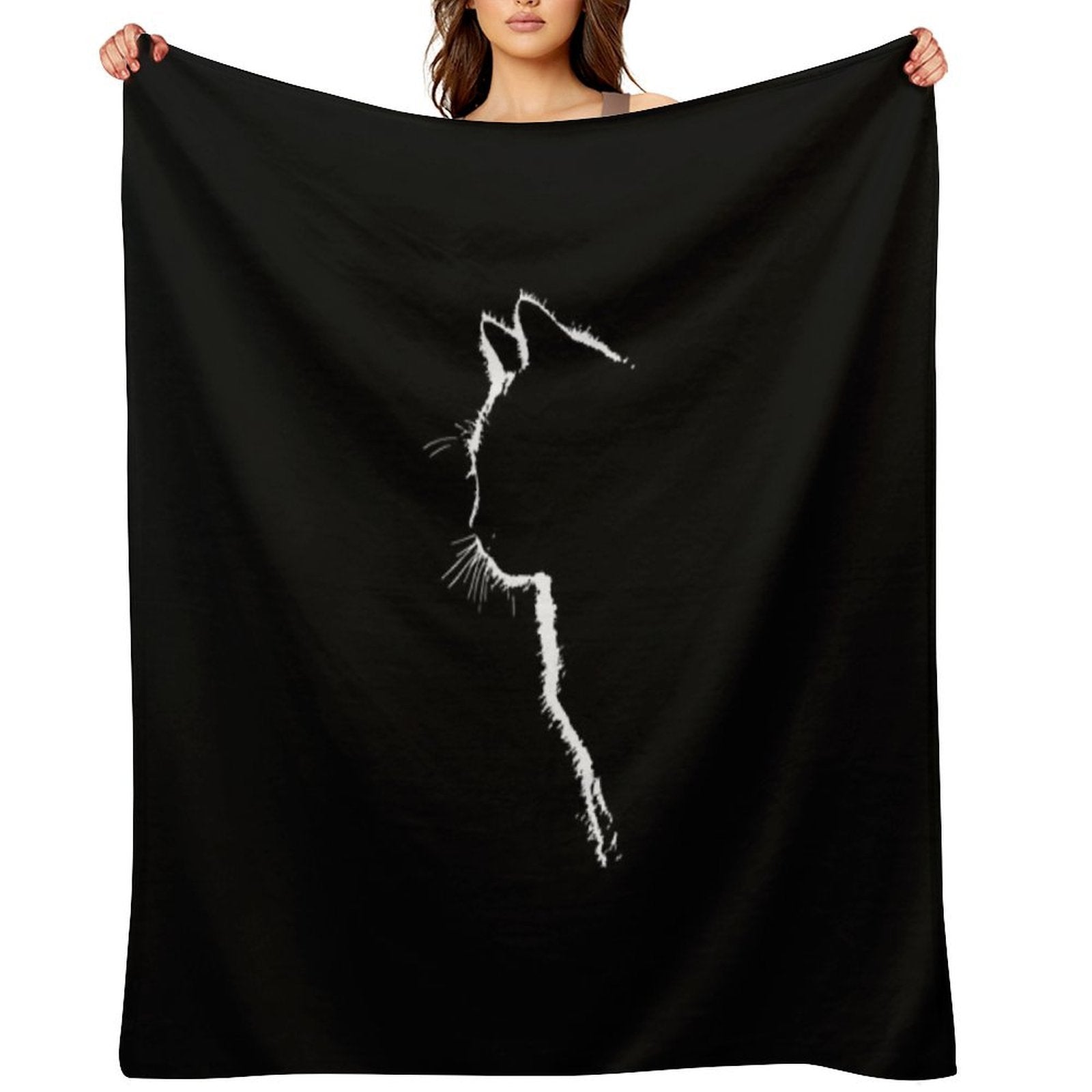 Cat Silhouette Machine-washable Throw Blanket