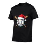Christmas Baseball Ball Santa Hat Xmas Sports Men Boys Kids  Cotton T-Shirt
