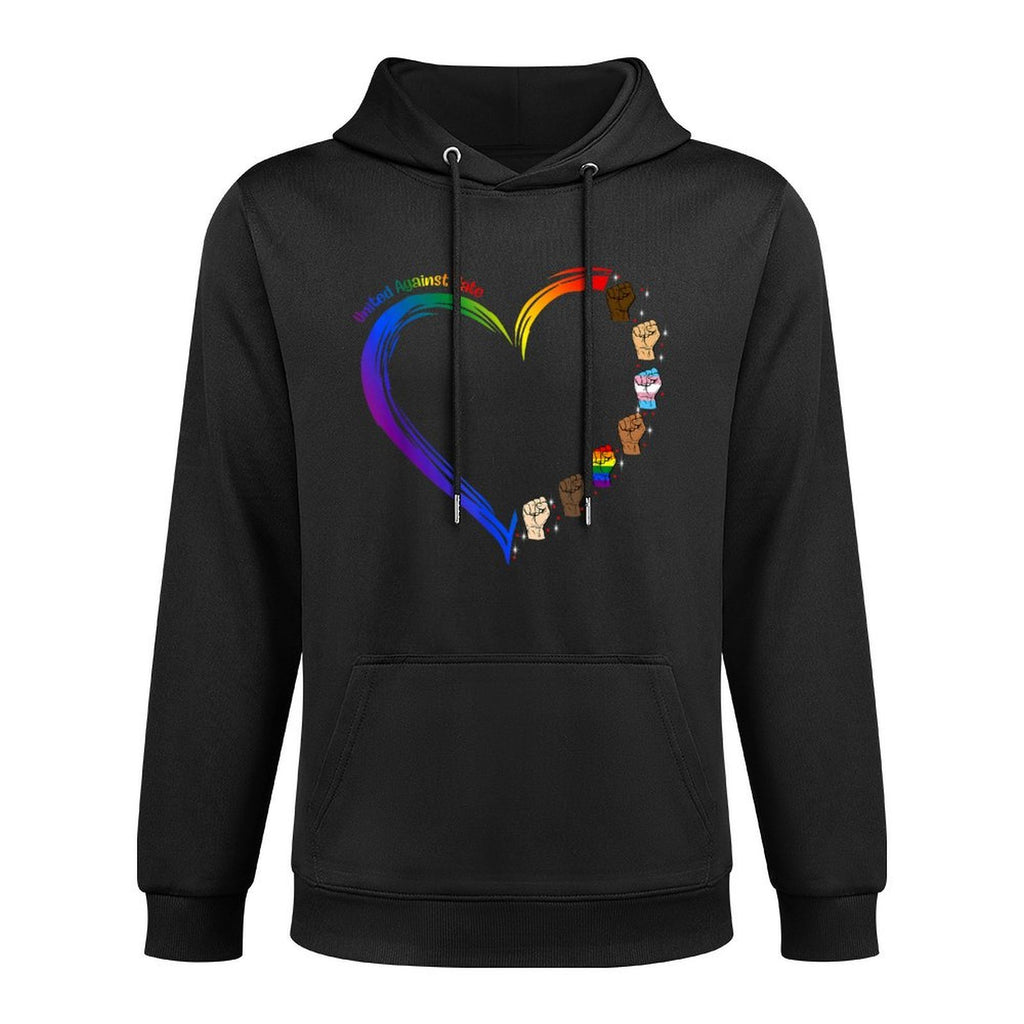 United Against Hate LGBT Pride Black Melanin Heart Rainbow Medium-Weight Fabric Hoodie