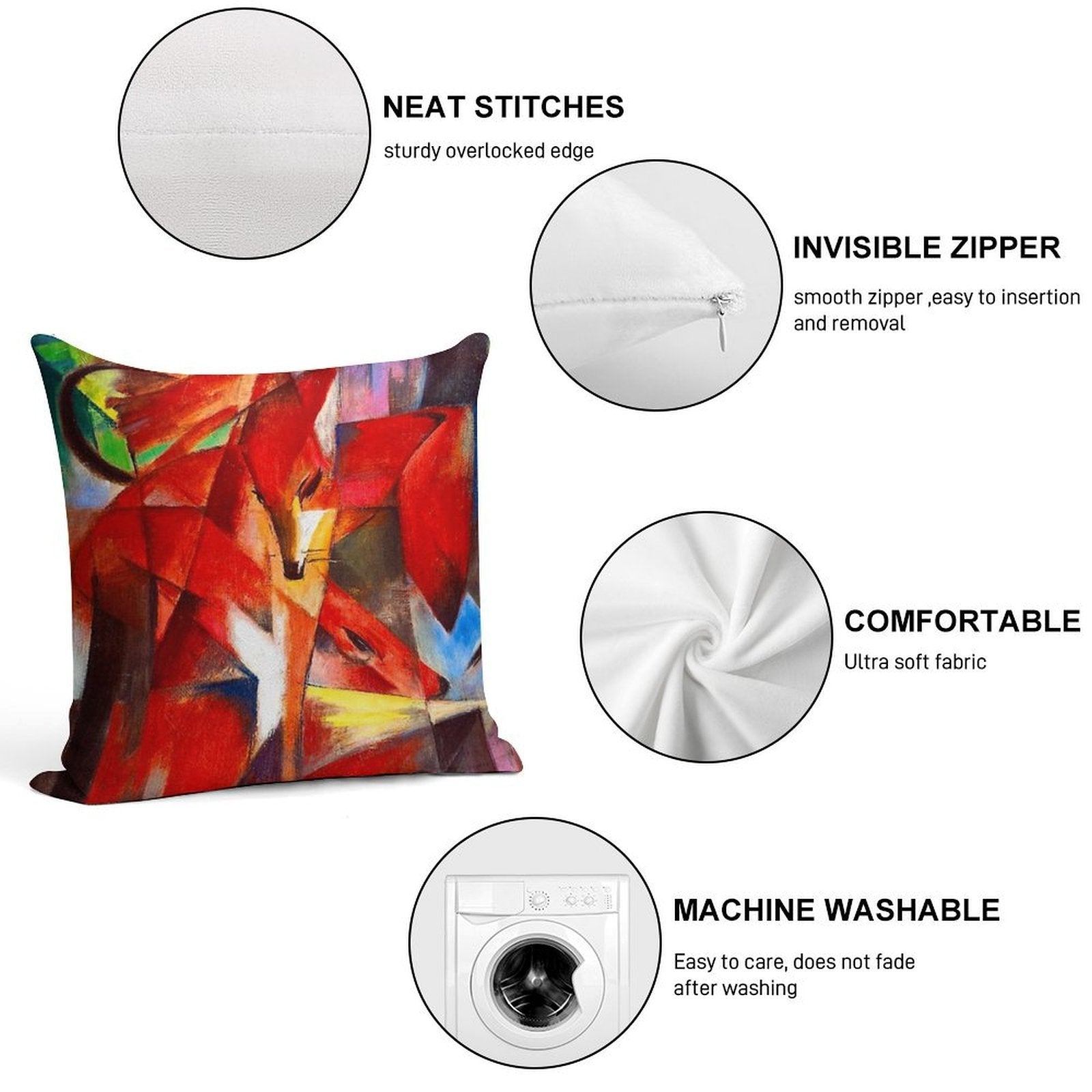 Franz Marc Foxes Soft Warmth Comfort Throw Pillow