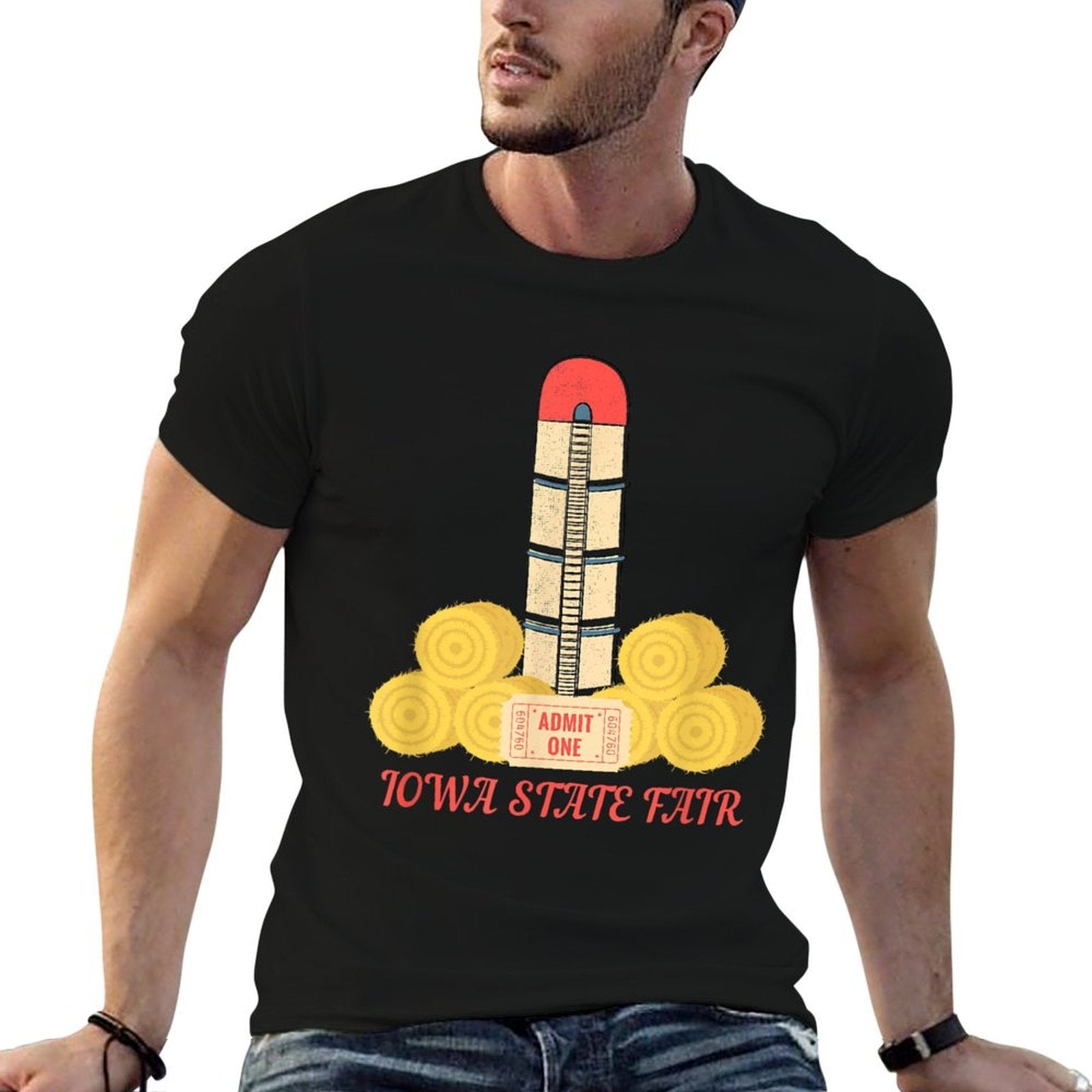 Funny Admit One Iowa State Fair Ticket County Fair  Cotton T-Shirt