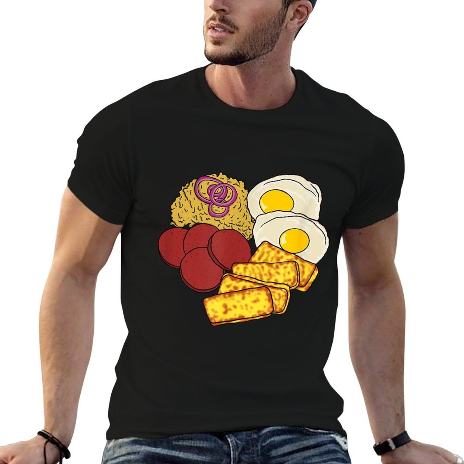 Dominican Republic Favorite Food  Mangú Salami Queso Frito  High-quality Stitching T-Shirt