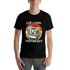 Live Laugh Toaster Bath Funny Saying USA Flag  Trendy Pattern T-Shirt