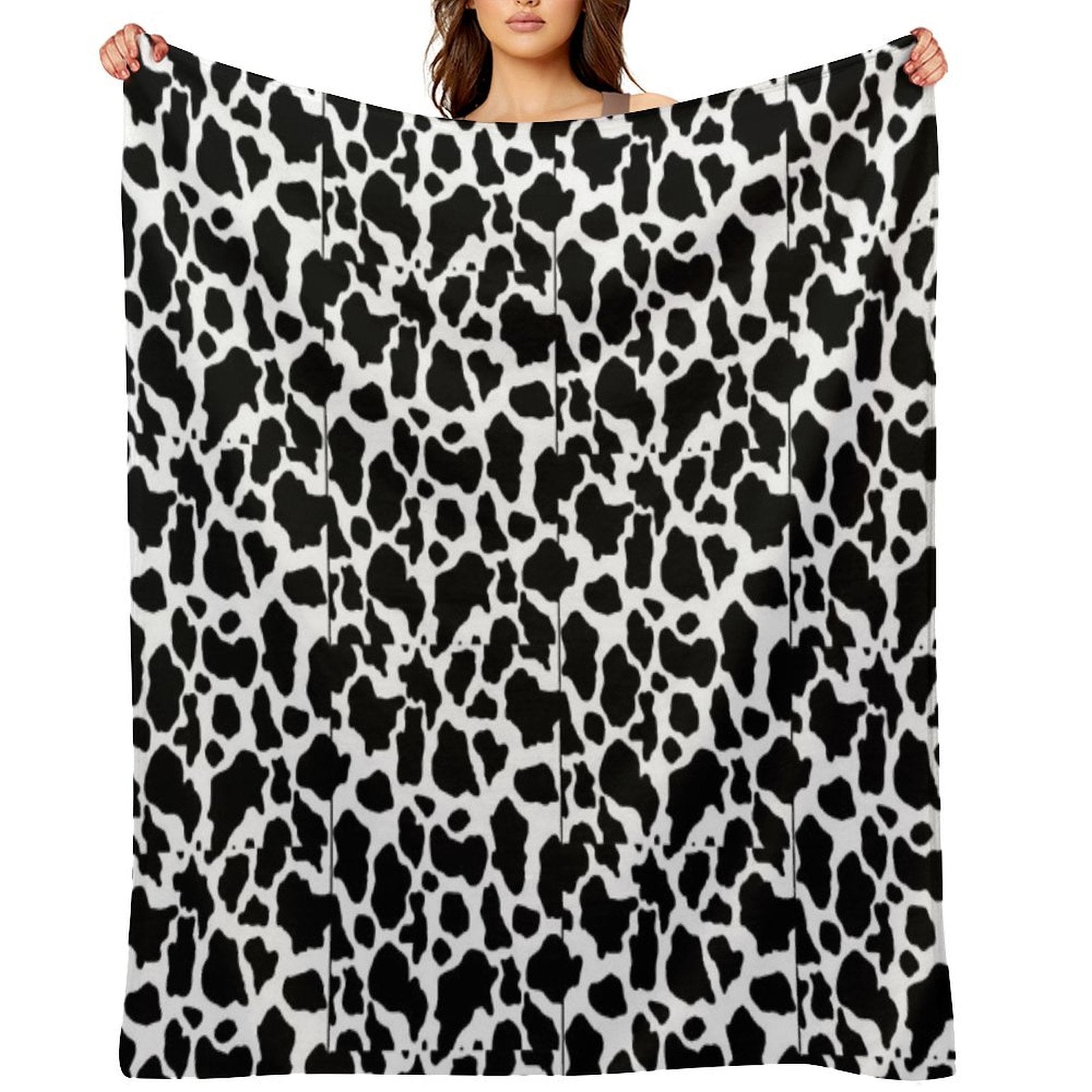 Black & White Cow Print Desinged Items Wrinkle-free Throw Blanket