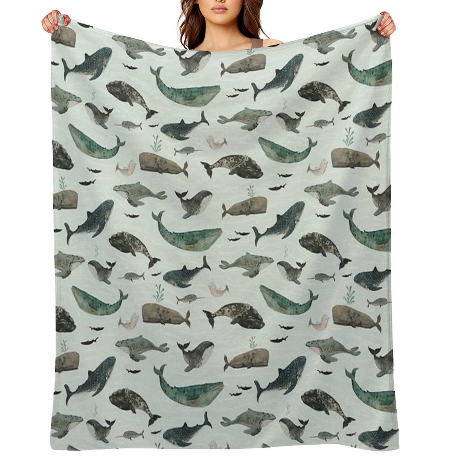 Tattooed Whales Wrinkle-free Throw Blanket