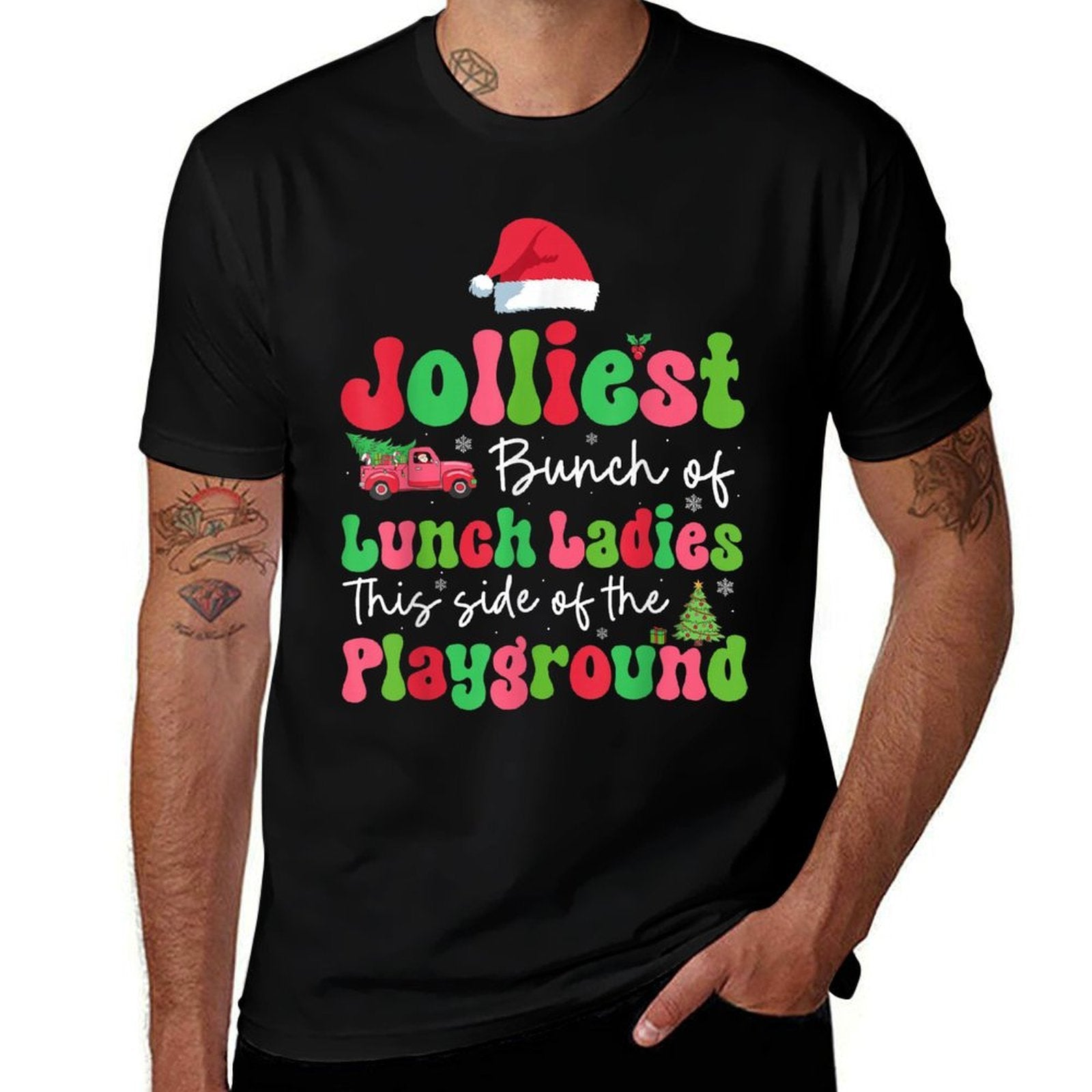 Jolliest Bunch Of Lunch Ladies Of Playground Xmas Colorful  Trendy Pattern T-Shirt