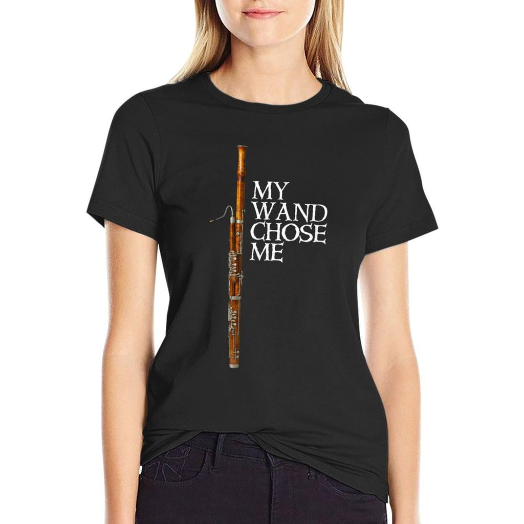 My Wand Chose Me Bassoon Player T Shirt Funny Bassoon Humor  Oversized Silhouette T-Shirt